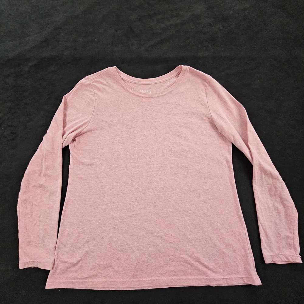 Time‎ & Tru Pink Long Sleeve Cotton Blend T-Shirt Women's L
